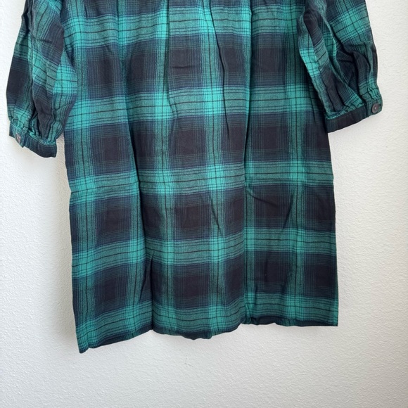 GAP Flannel Utility Mini Shirt Dress NWT in Green & Navy XS - Picture 9 of 13
